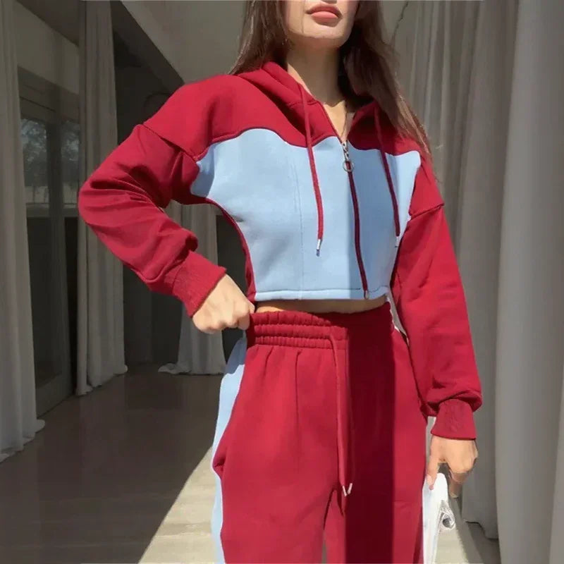 Conjunto Bella Fit™ em Moletom Bicolor com Zíper / A Energia Feminina que Se Move com Você!