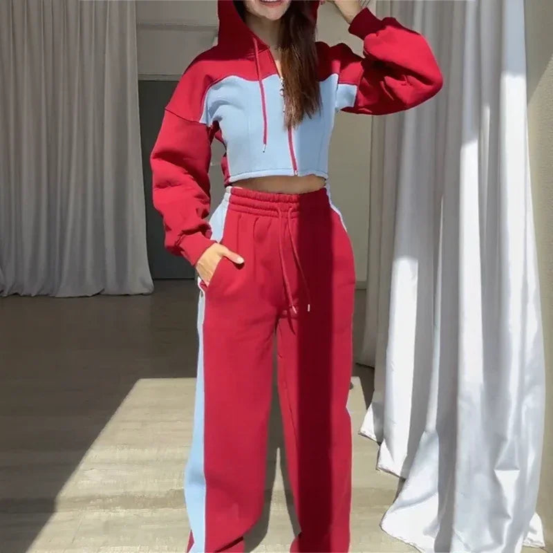 Conjunto Bella Fit™ em Moletom Bicolor com Zíper / A Energia Feminina que Se Move com Você!