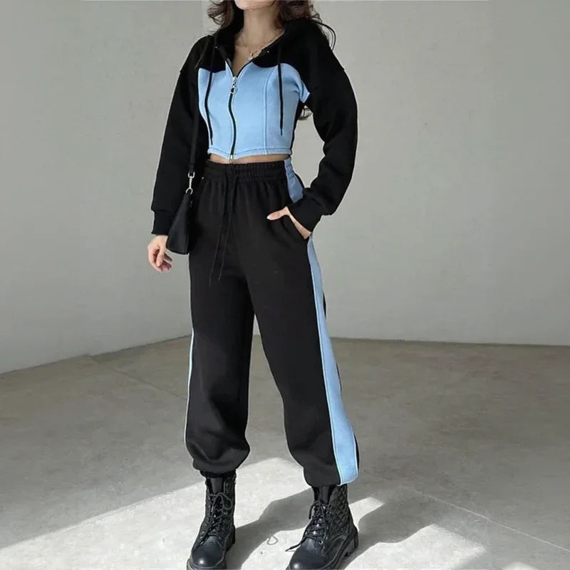 Conjunto Bella Fit™ em Moletom Bicolor com Zíper / A Energia Feminina que Se Move com Você!
