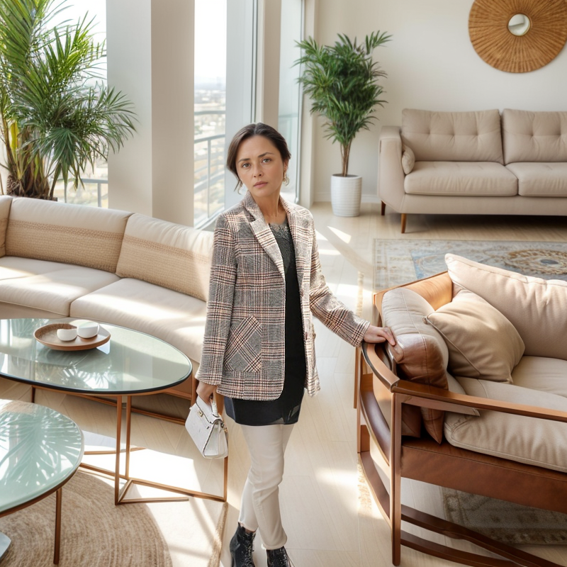 Blazer Íris™ em Algodão Encorpado com Toque de Lã e Estampa Xadrez / A Elegância Clássica que Nunca Sai de Moda!