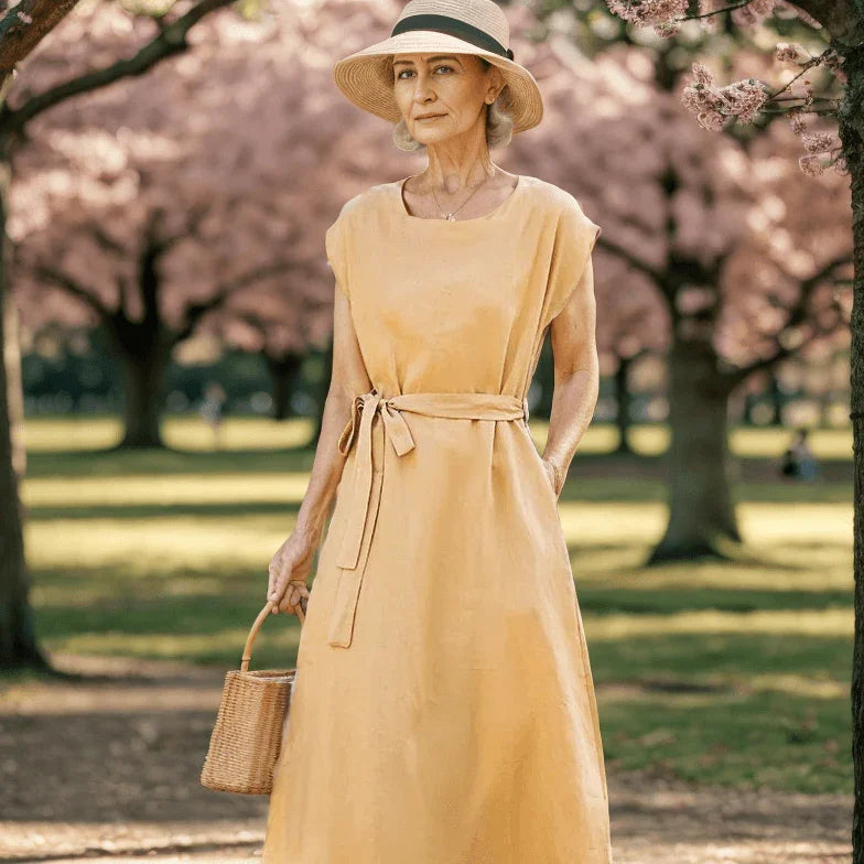 Vestido Campestre™ Moda Helenística - Inspiração Antiga, Frescor Moderno em Linho e Algodão. - ModernLar