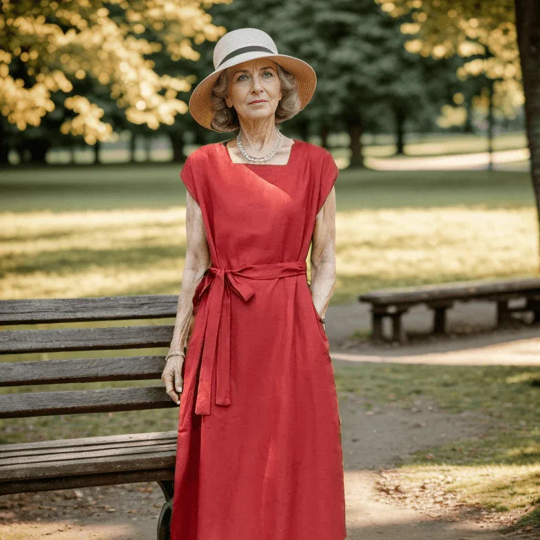 Vestido Campestre™ Moda Helenística - Inspiração Antiga, Frescor Moderno em Linho e Algodão. - ModernLar