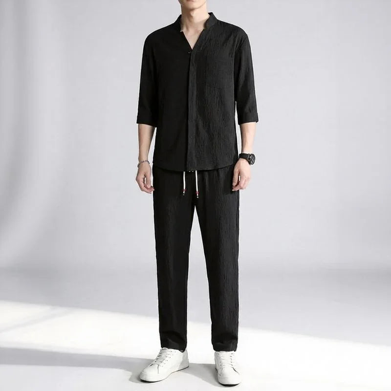 Conjunto Jonas™ com Camisa Manga 3/4 e Calça Bolso Faca