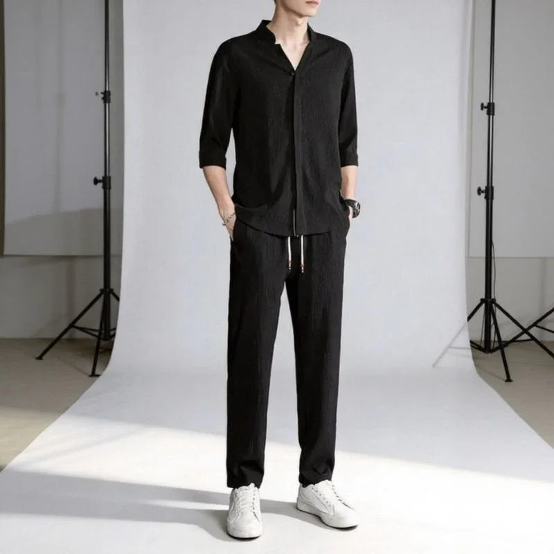 Conjunto Jonas™ com Camisa Manga 3/4 e Calça Bolso Faca