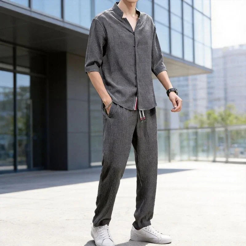 Conjunto Jonas™ com Camisa Manga 3/4 e Calça Bolso Faca