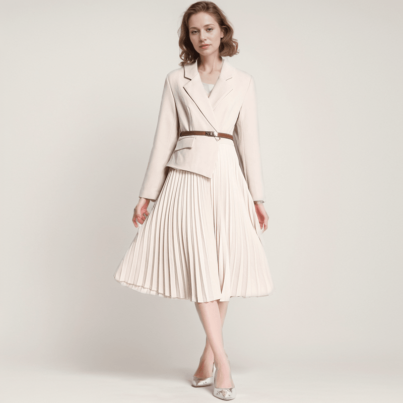 Vestido Estilo Blazer Garibaldi™ Corte plissado / Vestindo a Nobreza Moderna! - ModernLar