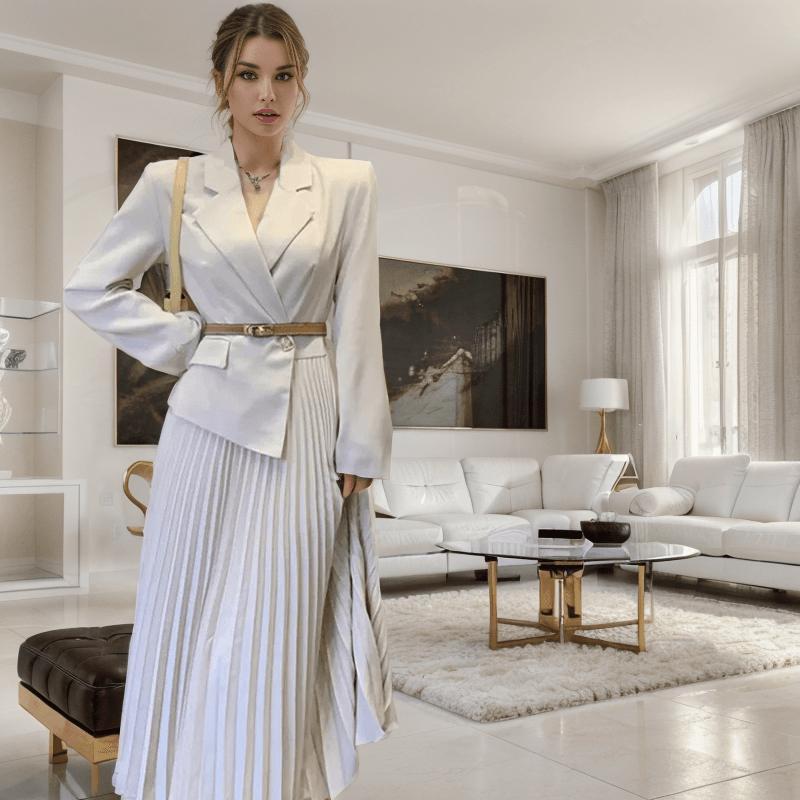 Vestido Estilo Blazer Garibaldi™ Corte plissado / Vestindo a Nobreza Moderna! - ModernLar