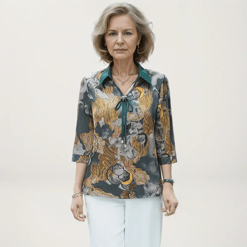 Blusinha Carmen em Seda Gelada Soft / Sofisticação da Gola Polo e Frescor com um Toque de Glamour! - ModernLar