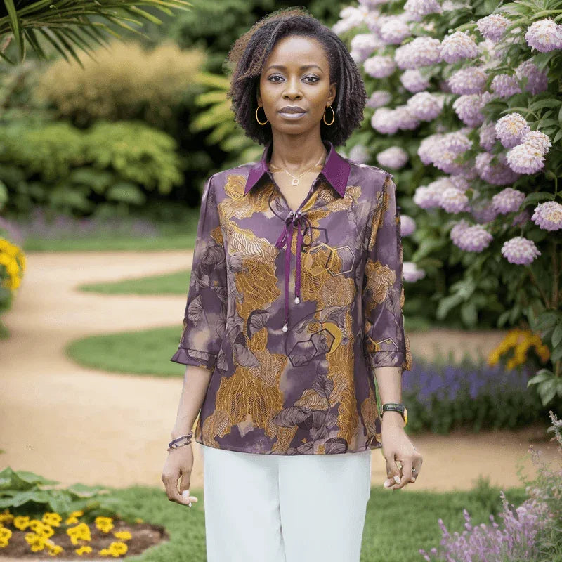 Blusinha Carmen em Seda Gelada Soft / Sofisticação da Gola Polo e Frescor com um Toque de Glamour! - ModernLar