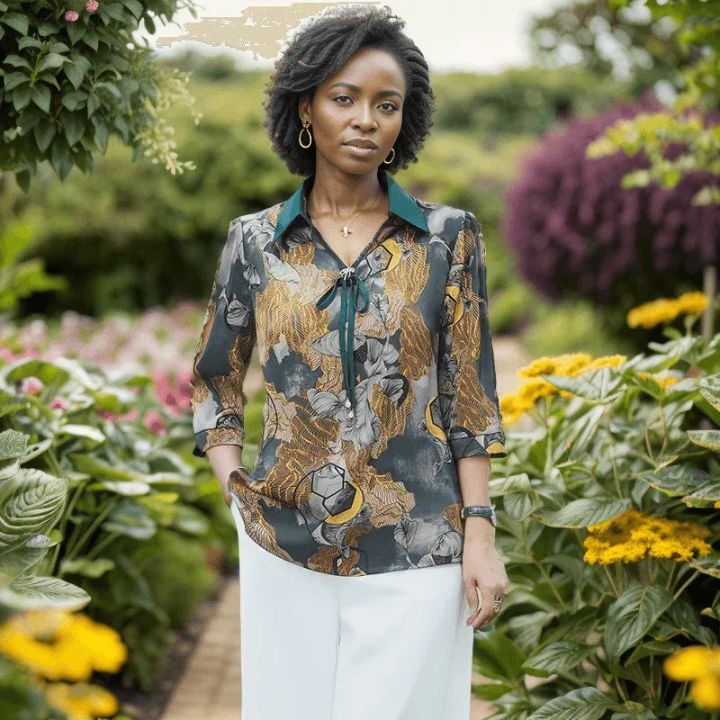 Blusinha Carmen em Seda Gelada Soft / Sofisticação da Gola Polo e Frescor com um Toque de Glamour! - ModernLar