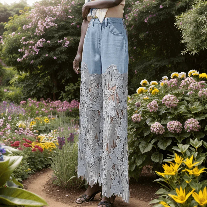 Calça Jeans Monalisa™ Com Detalhes em Renda / A Mais Soltinha e Fresca do Guarda-roupa! - ModernLar