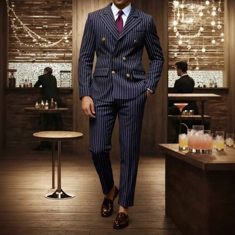 Terno Monarch™ em Alfaiataria com Risca de Giz e Estilo Executivo Premium