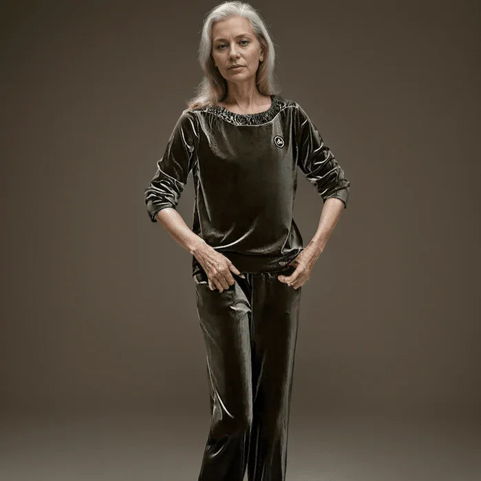 Conjunto de Blusa + Calça Lumière™ Brilho Acetinado / Conforto e Glamour para o Outono Inverno! - ModernLar