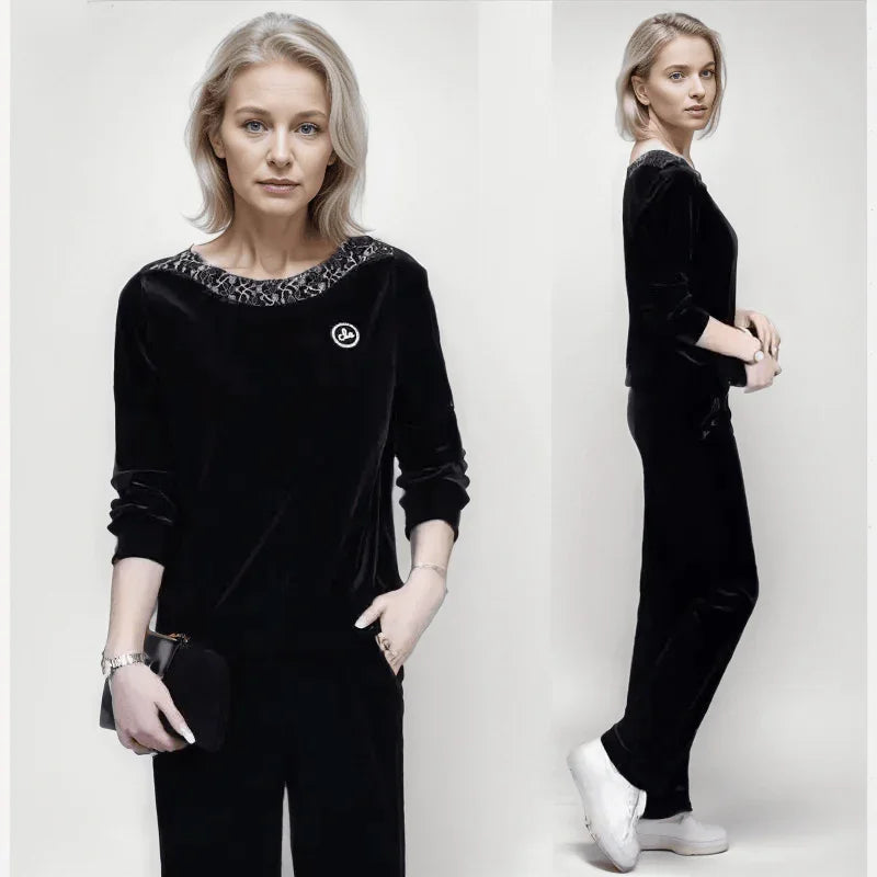 Conjunto de Blusa + Calça Lumière™ Brilho Acetinado / Conforto e Glamour para o Outono Inverno! - ModernLar