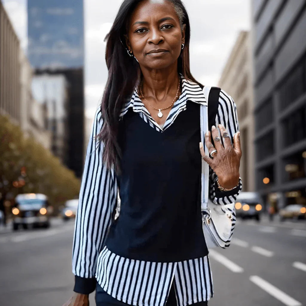 Blusinha Social Marissa™ - Elegância Singular / Design com Ilusão de Camadas! - ModernLar