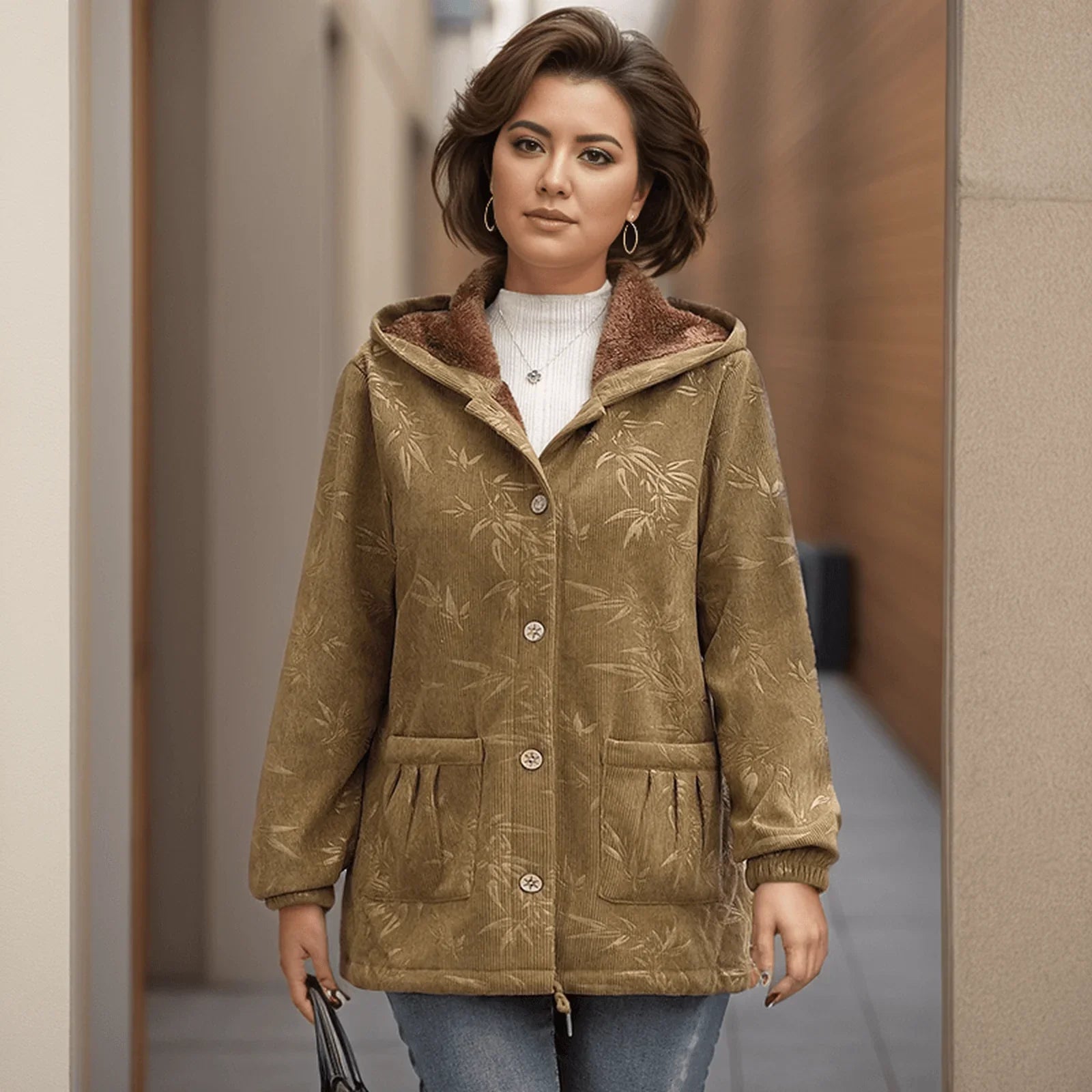 Casaco Amsterdam ™ Estampas de Folhagens e Interior Aveludado com Conforto Luxuoso! - ModernLar