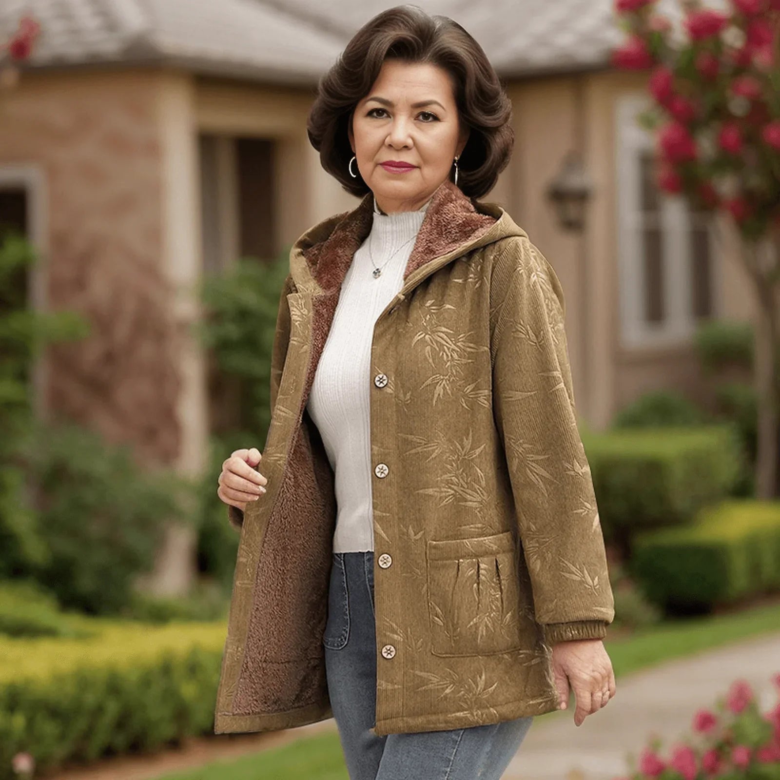Casaco Amsterdam ™ Estampas de Folhagens e Interior Aveludado com Conforto Luxuoso! - ModernLar