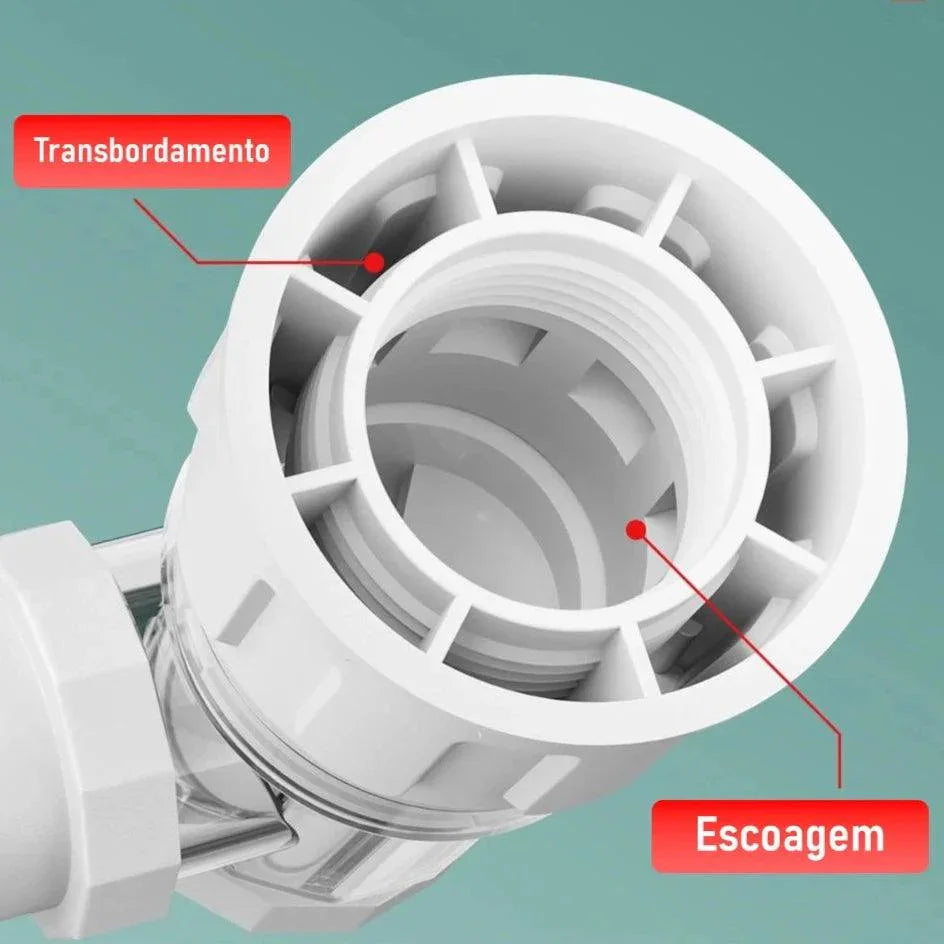 Tubo de Drenagem Flexível Modern Lar™ com Sifão Integrado / Economia de Espaço e Instalação Versátil para Cozinhas e Banheiro