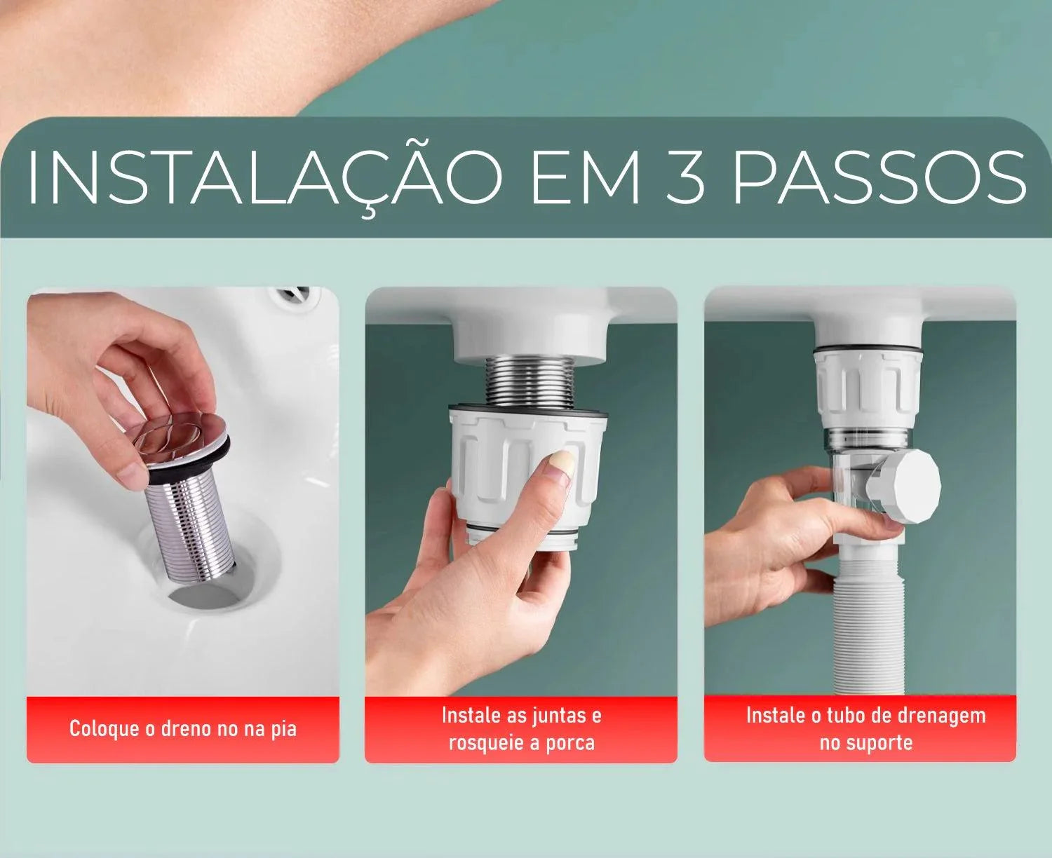 Tubo de Drenagem Flexível Modern Lar™ com Sifão Integrado / Economia de Espaço e Instalação Versátil para Cozinhas e Banheiro