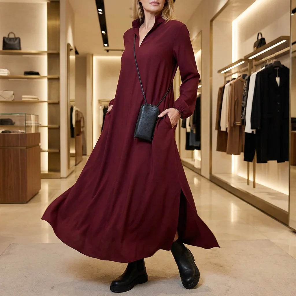 Vestido Lúmina™ em Malha Premium Texturizada com Gola Elegante!