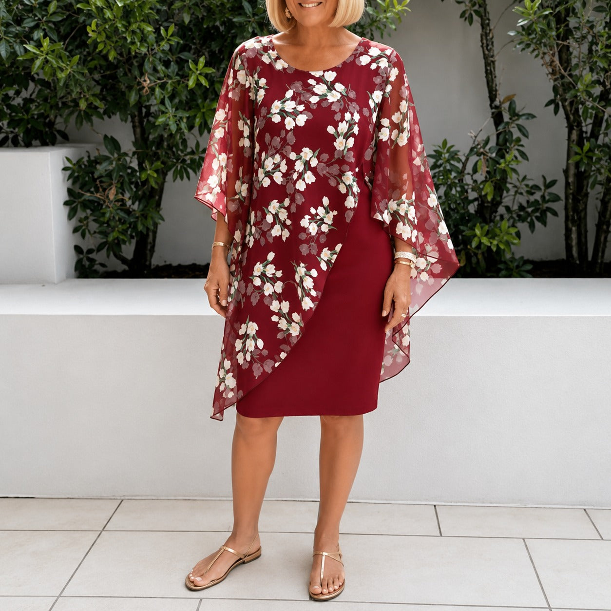 Vestido Felleria™ Com Camada Floral e Silhueta Refinada