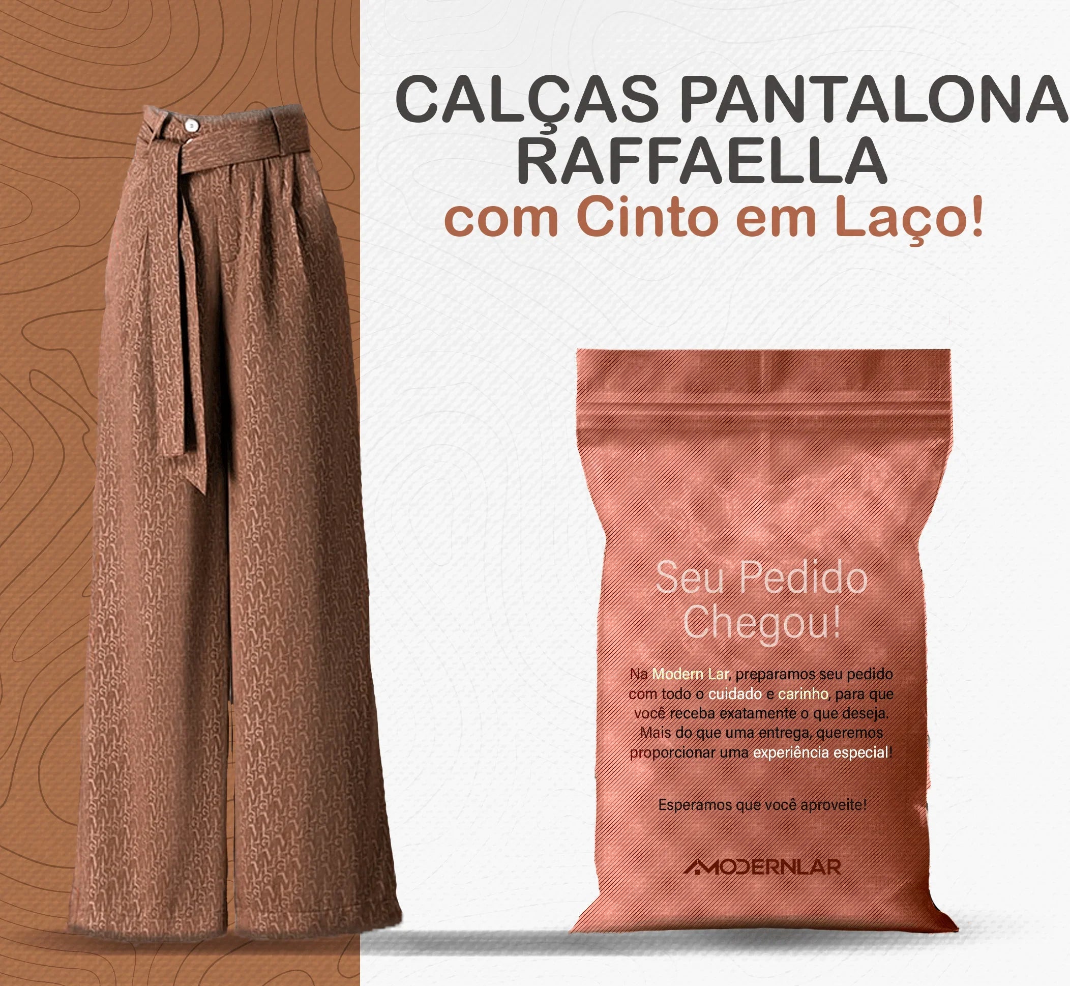 Calças Pantalona Rafaella™ com Cinto em Laço / Conforto e Estilo Sofisticado para Todos os Dias! - ModernLar