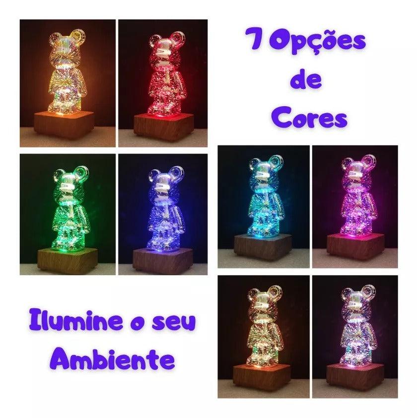 Luminaria Decorativa RGB - Crystal Bear / Lâmpada de Vidro com efeitos de Fogos de artifício - ModernLar