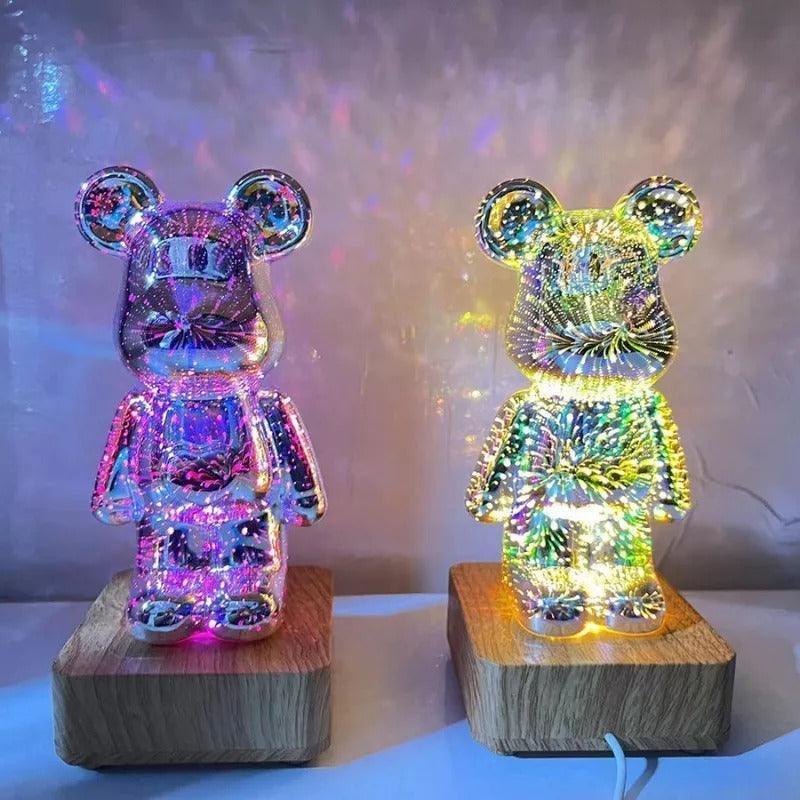 Luminaria Decorativa RGB - Crystal Bear / Lâmpada de Vidro com efeitos de Fogos de artifício - ModernLar
