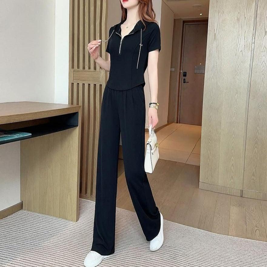 Conjunto Private™ de Blusa Manga Curta com Capuz + Calça Soltinha - ModernLar