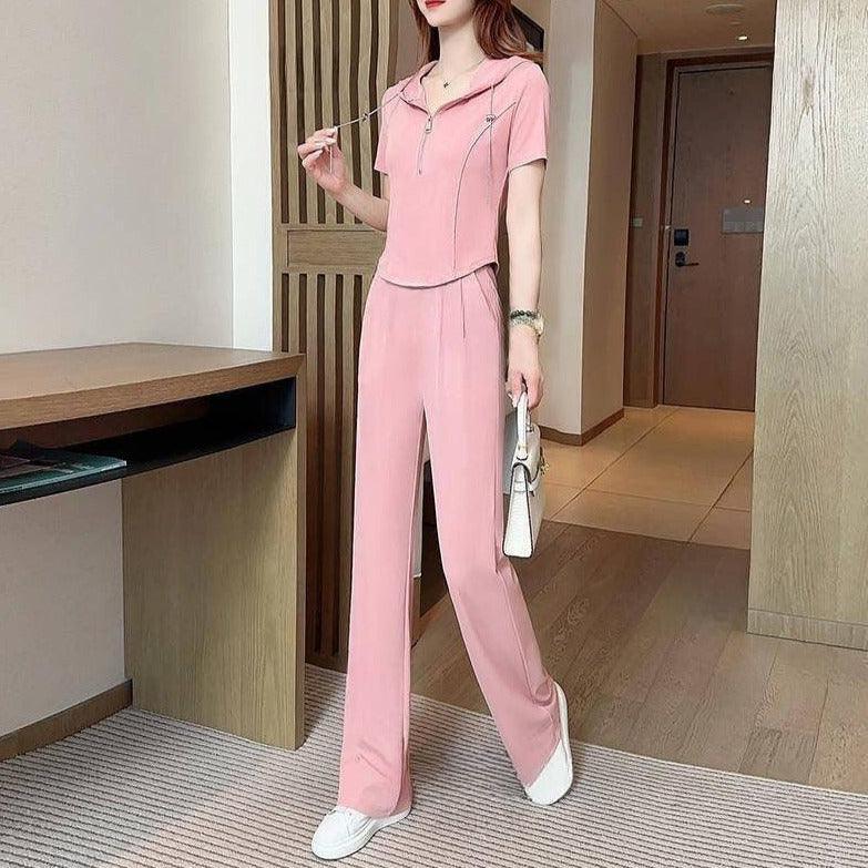 Conjunto Private™ de Blusa Manga Curta com Capuz + Calça Soltinha - ModernLar