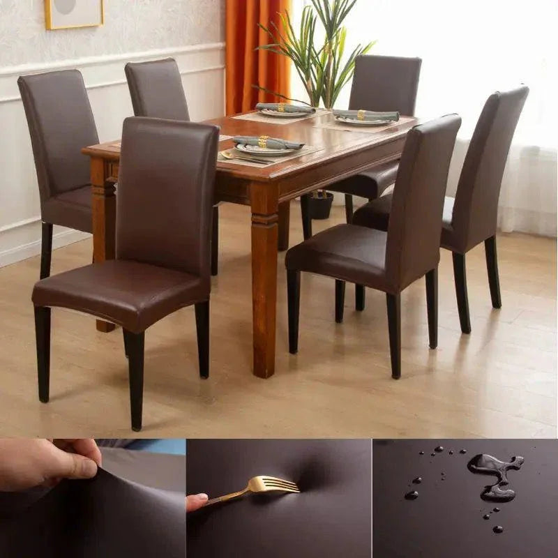 Kit de Capas de Cadeira Palace™ em Couro Ecológico / Suas Cadeiras com Visual Requintado em Poucos Instantes! - ModernLar