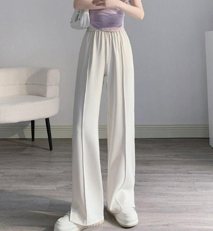 Calça Granphina™ Cós Alto Super Soltinha em Seda Gelo - ModernLar