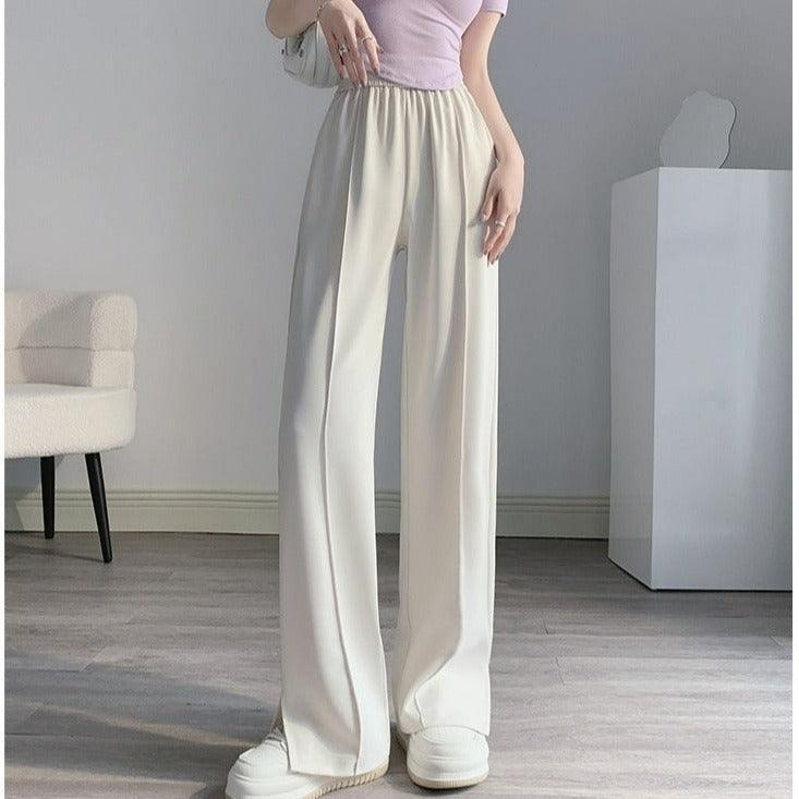 Calça Granphina™ Cós Alto Super Soltinha em Seda Gelo - ModernLar