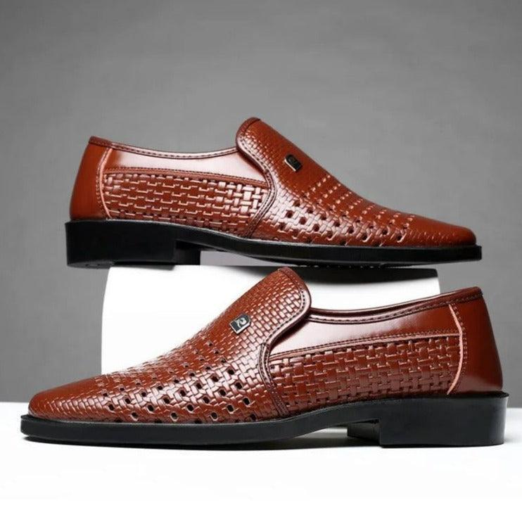 Sapato OldMoney™ em Couro Texturizado Estilo Pele de Cobra / Feito para homens que não temem o sucesso! - ModernLar