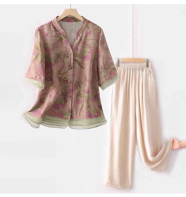 Conjunto Suzana de Camisa Floral + Calça Pantalona / Você Mulher Florescendo em Estilo e Elegância! - ModernLar