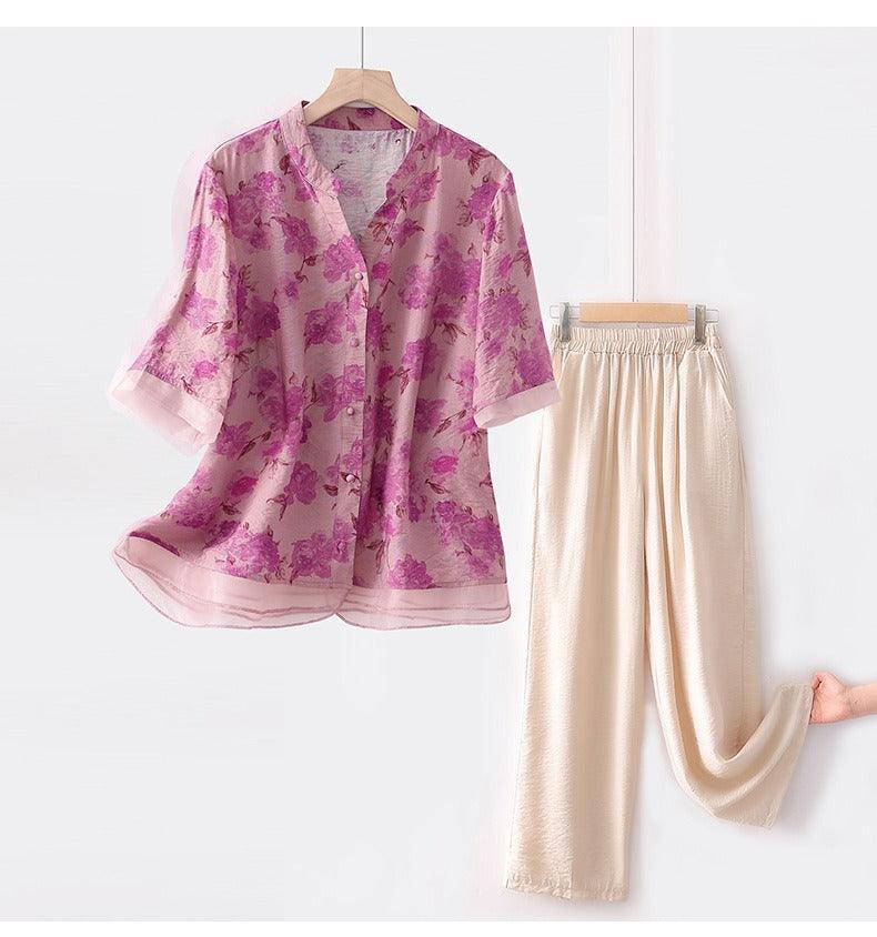 Conjunto Suzana de Camisa Floral + Calça Pantalona / Você Mulher Florescendo em Estilo e Elegância! - ModernLar