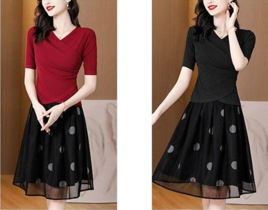 Conjunto Parisiense™ de Blusinha com Decote Cruzado + Saia Dupla Camada / O Campeão em Deixar Qualquer Mulher Muito Bem Vestida! - ModernLar