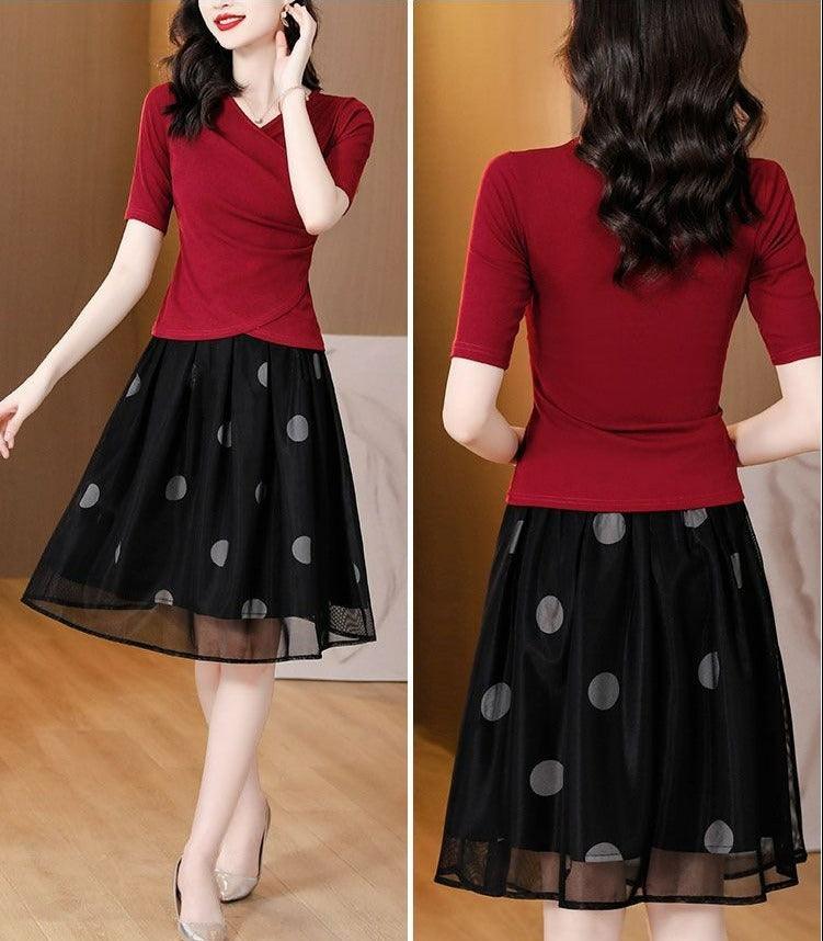 Conjunto Parisiense™ de Blusinha com Decote Cruzado + Saia Dupla Camada / O Campeão em Deixar Qualquer Mulher Muito Bem Vestida! - ModernLar