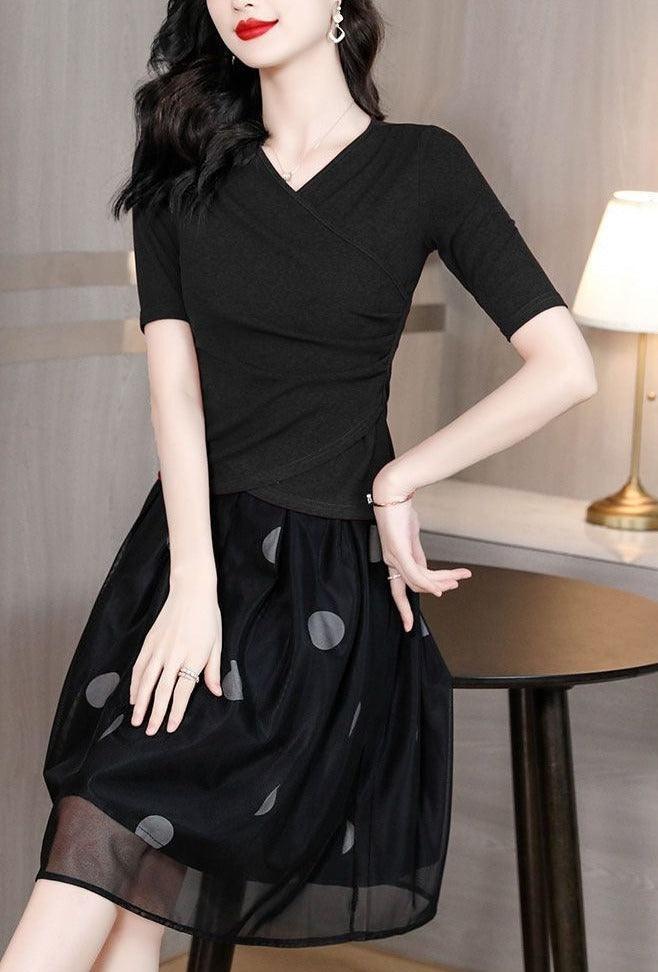 Conjunto Parisiense™ de Blusinha com Decote Cruzado + Saia Dupla Camada / O Campeão em Deixar Qualquer Mulher Muito Bem Vestida! - ModernLar