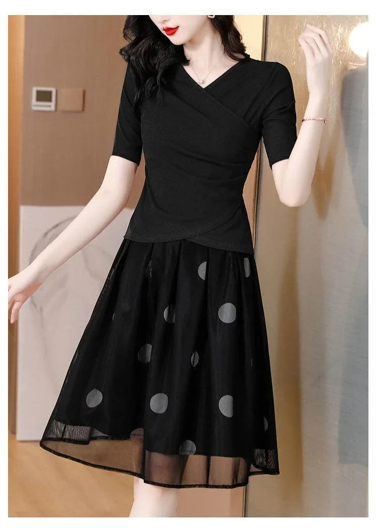 Conjunto Parisiense™ de Blusinha com Decote Cruzado + Saia Dupla Camada / O Campeão em Deixar Qualquer Mulher Muito Bem Vestida! - ModernLar