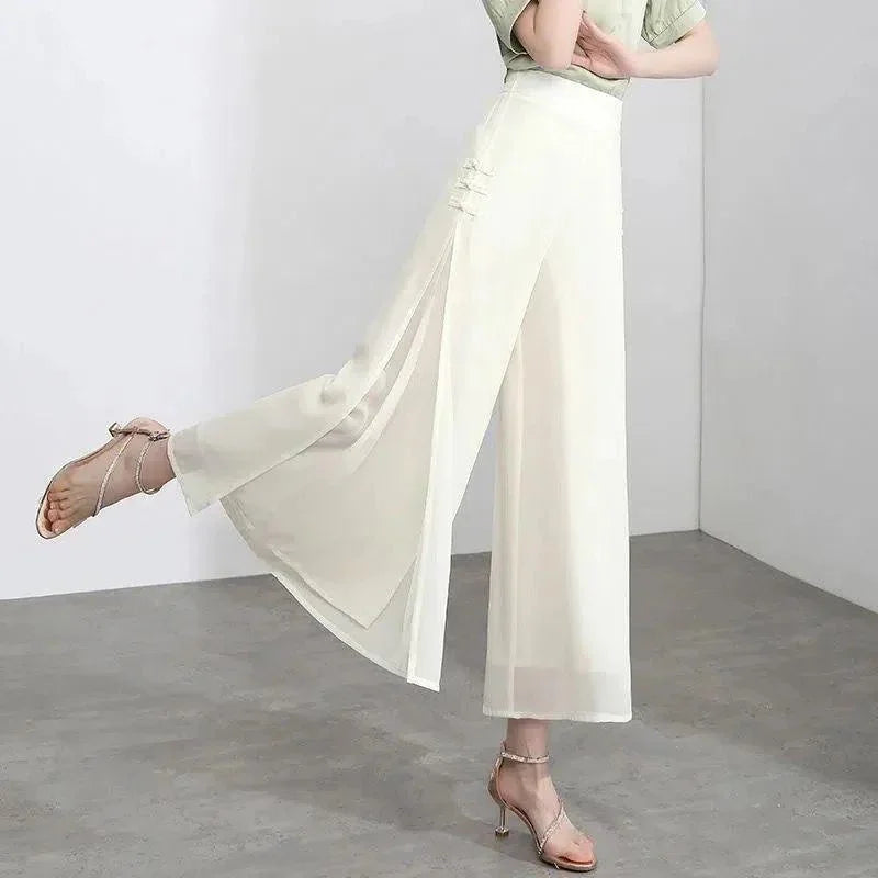 Calça Saia Palazzo™ com Dupla Camada em Chiffon / Desfile Exalando o Máximo de Beleza e Glamour! - ModernLar