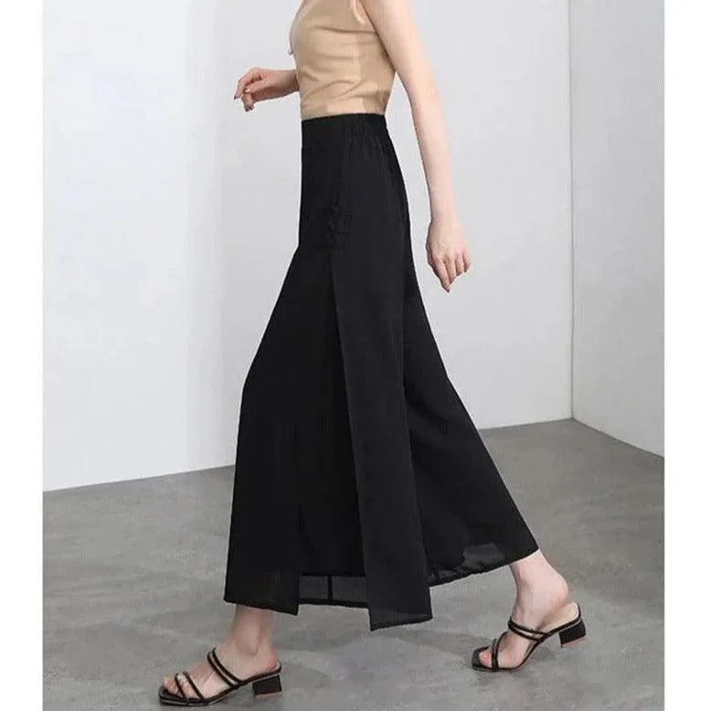 Calça Saia Palazzo™ com Dupla Camada em Chiffon / Desfile Exalando o Máximo de Beleza e Glamour! - ModernLar