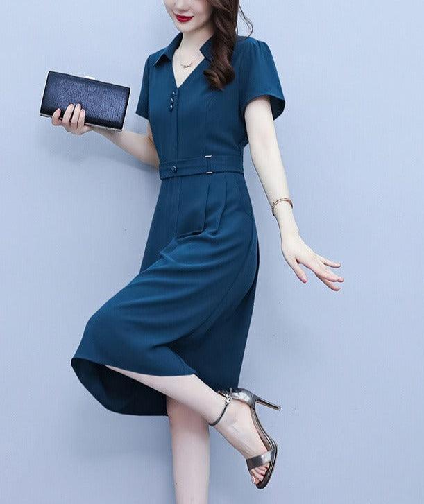Vestido Polo Pegasus™ com Cintura Ajustável / Elegância que Flui com Caimento Perfeito e um Toque de Classe da Gola Polo. - ModernLar