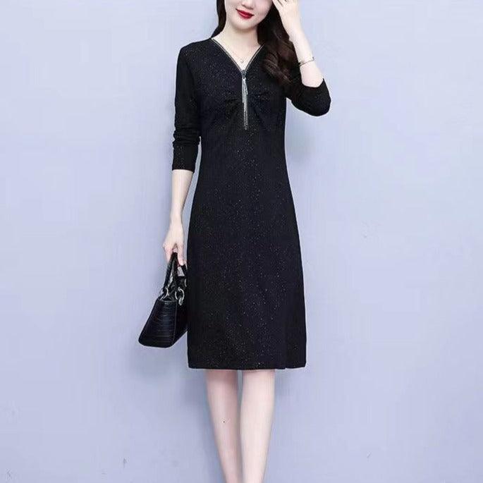 Vestido Noite Estrelada™ com Strass e Gola Estilo Colar / O Brilho Cintilante para Você ir do Casual ao Formal! - ModernLar