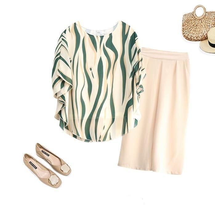 Conjunto Mykonos™ com Blusa Super Soltinha de Estampas Abstratas + Calça Pantalona / Sofisticação e Frescor Inspirados na Moda Grega! - ModernLar