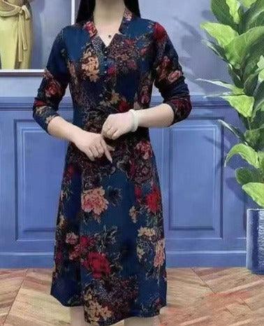 Vestido Floral Rachel™ em Malha Fresca e Confortável / A Essência da Elegância em Cada Pétala! - ModernLar