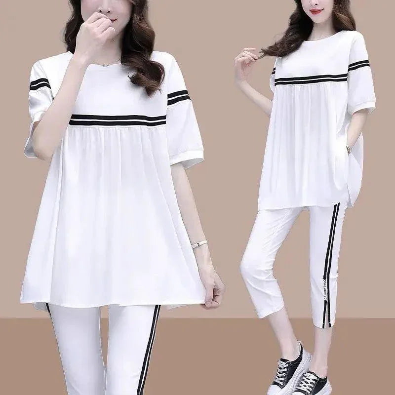 Conjunto Lucille™ com Blusa Soltinha + Calça Lycra - Pureza e Conforto Clássico do Algodão! - ModernLar