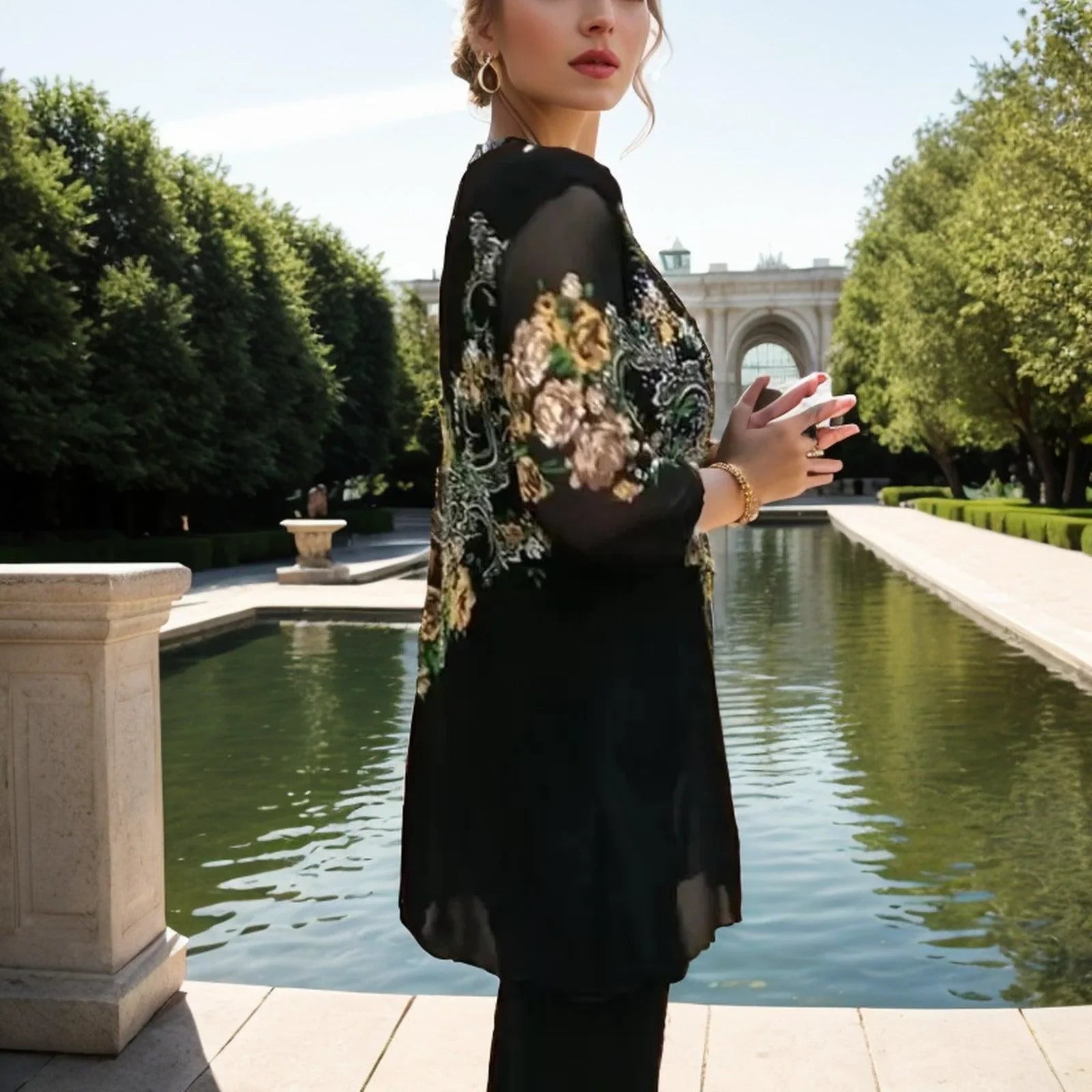 Blusa Giardino Chiffon™ / Delicadeza das Mangas Translúcidas e Bordado Sofisticado! - ModernLar