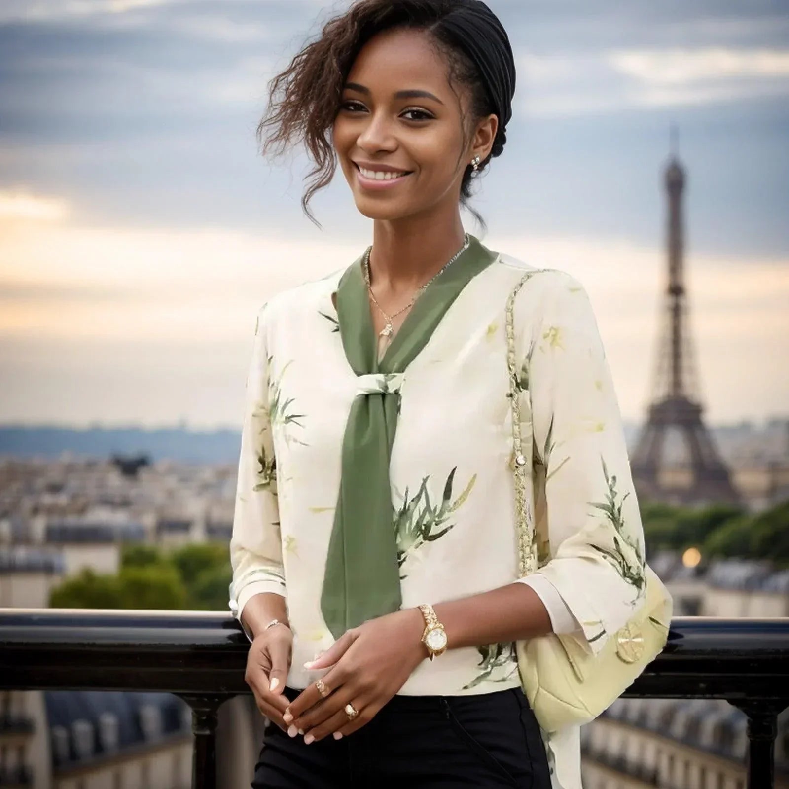 Blusinha Joana d'Arc™ com Gola Aeromoça / Seda Gelo com Elastano para Elegância e Conforto!