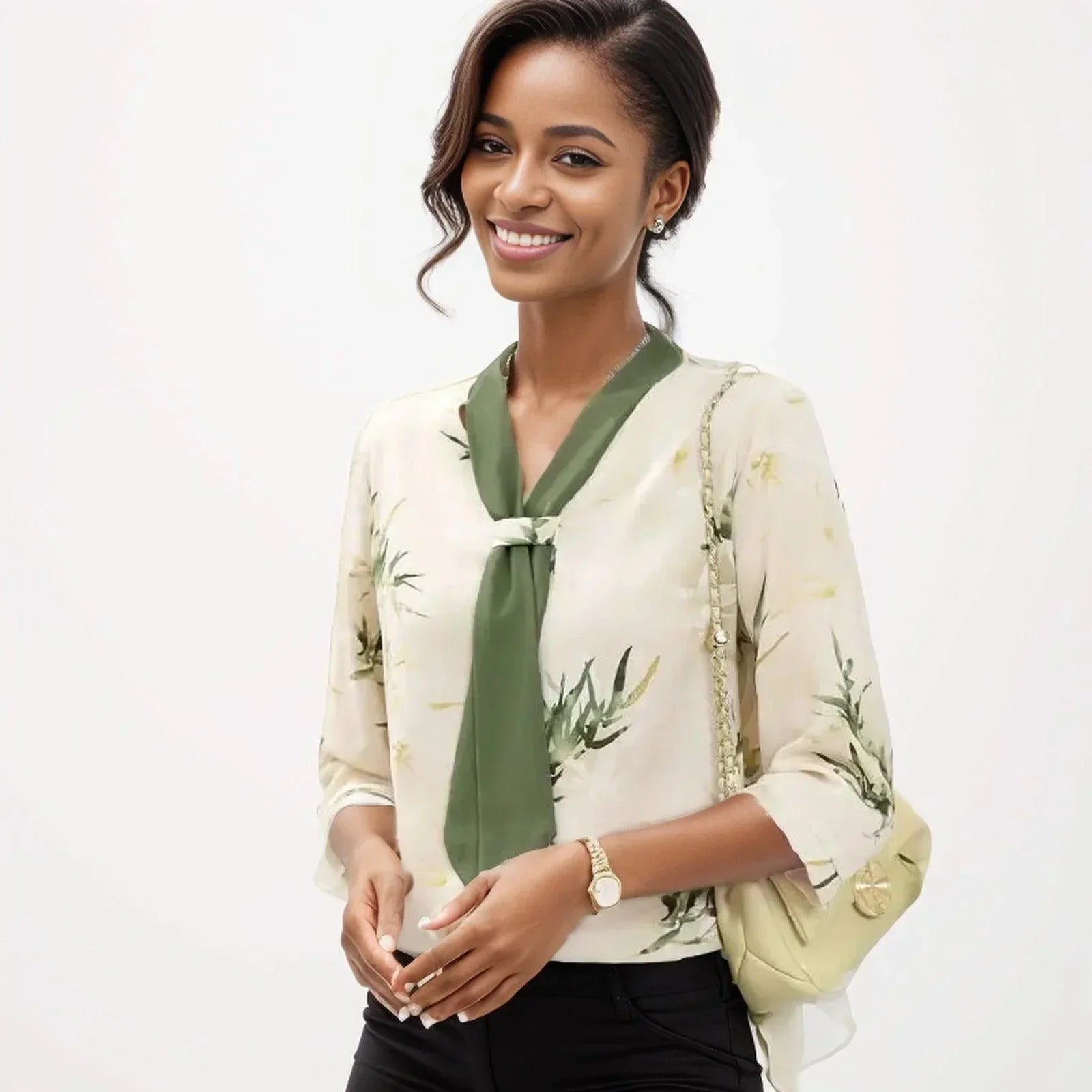 Blusinha Joana d'Arc™ com Gola Aeromoça / Seda Gelo com Elastano para Elegância e Conforto!